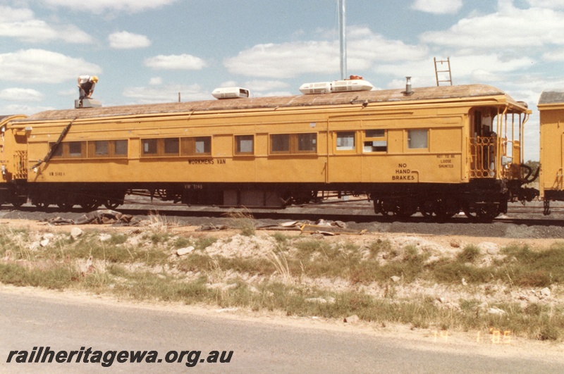 P15425
VW class 5146, ex AQC 344 carriage, yellow livery, side and end view, Picton yard, SWR line
