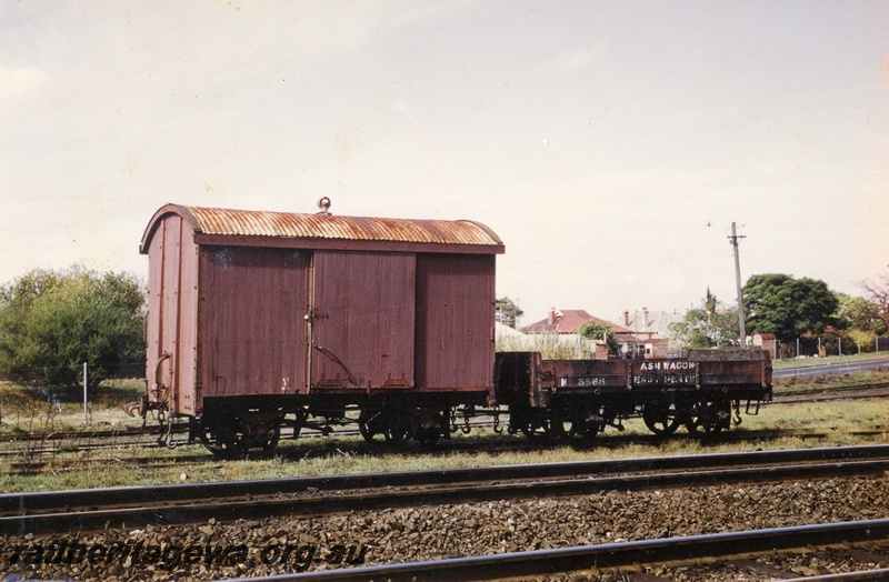 P15567
DW class 39 four wheel van with a corrugated iron roof with a single torpedo ventilator coupled to H class 3968 low sided four wheel wagon with 