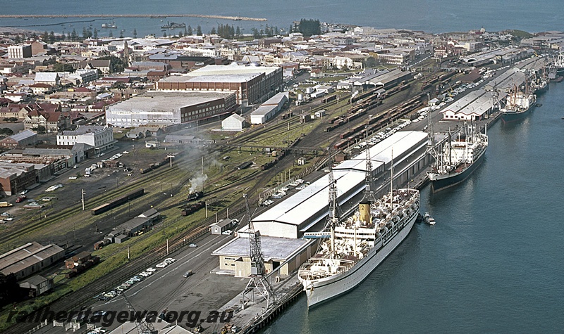 P15761
Yard, Fremantle, high elevated view from the loco depot westwards, liner 