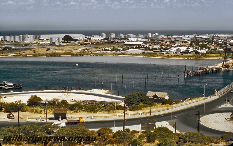 P15846
The new Fremantle rail bridge under construction, elevated view from the south bank
