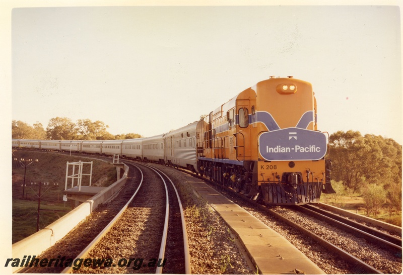 P15867
K class 208, in Westrail orange with blue and white stripe, heading the 
