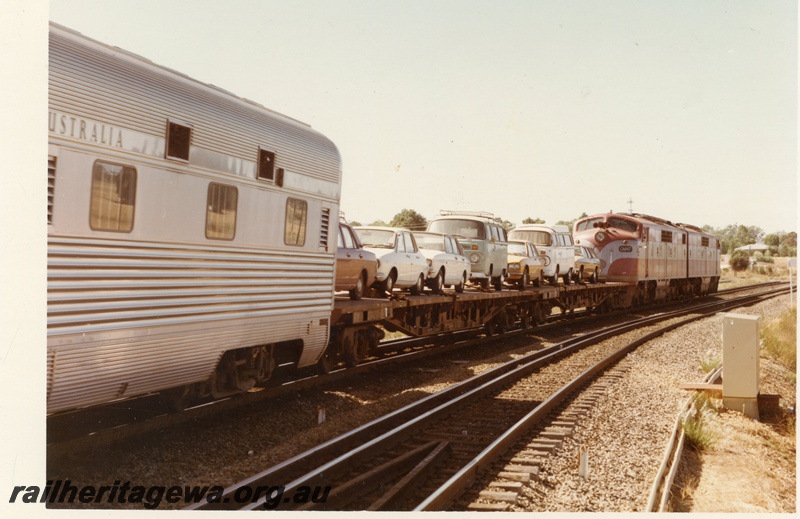 P15870
Commonwealth Railways (CR) GM class 47 with another GM class diesel, double heading passenger train including 