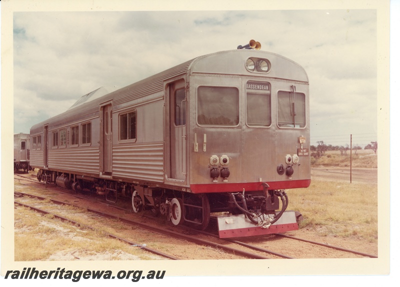 P16017
ADK class 683 railcar, with Bassendean destination sign, power car only, as new, side and front view, colour print version of T1480 and P10254

