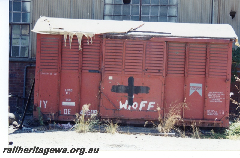 P16143
Ex MRWA van, DE class 40509, grounded van body, Midland Workshops, side view
