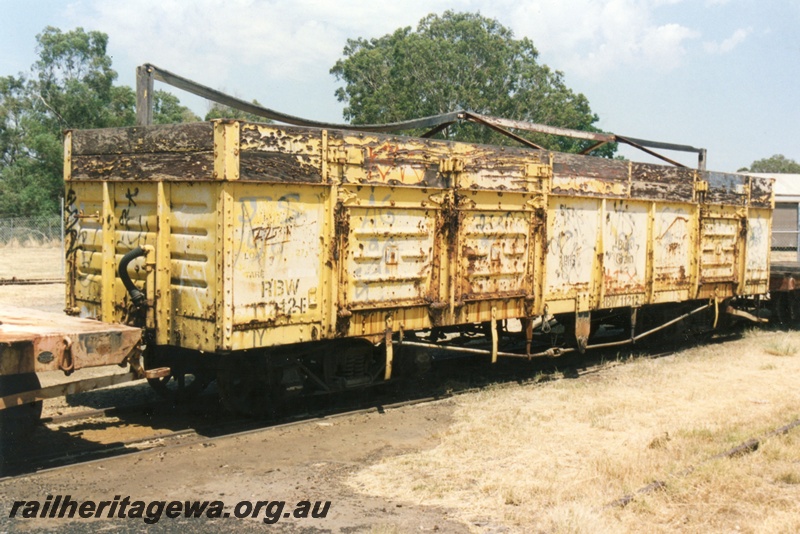 P16152
I of 3 views of RBW class 11212, yellow livery, in neglected condition, Midland, end and side view
