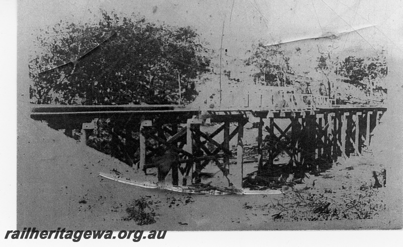 P16197
Trestle bridge with a wooden truss centre span, Hovea, ER line
