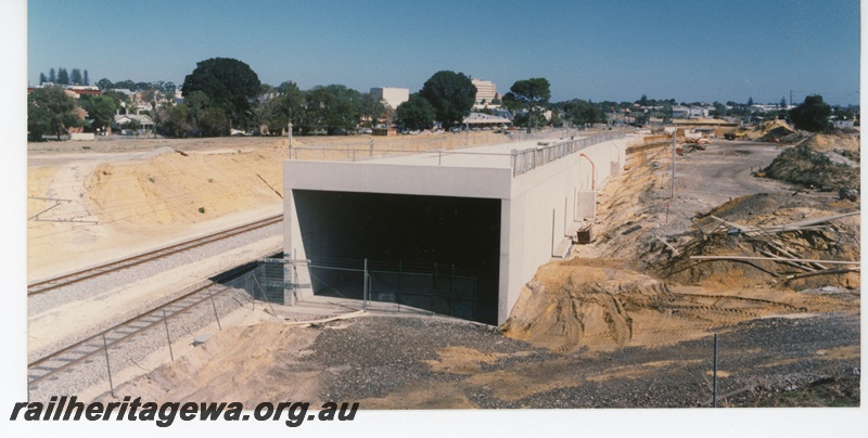 P16230
Tunnel under construction, mouth of eastern exit from future Subiaco underground station, Subiaco, ER line, c1998
