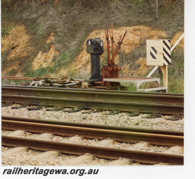 P16236
Trackside points levers, tracks, rodding, Jumperkine, Avon Valley Line
