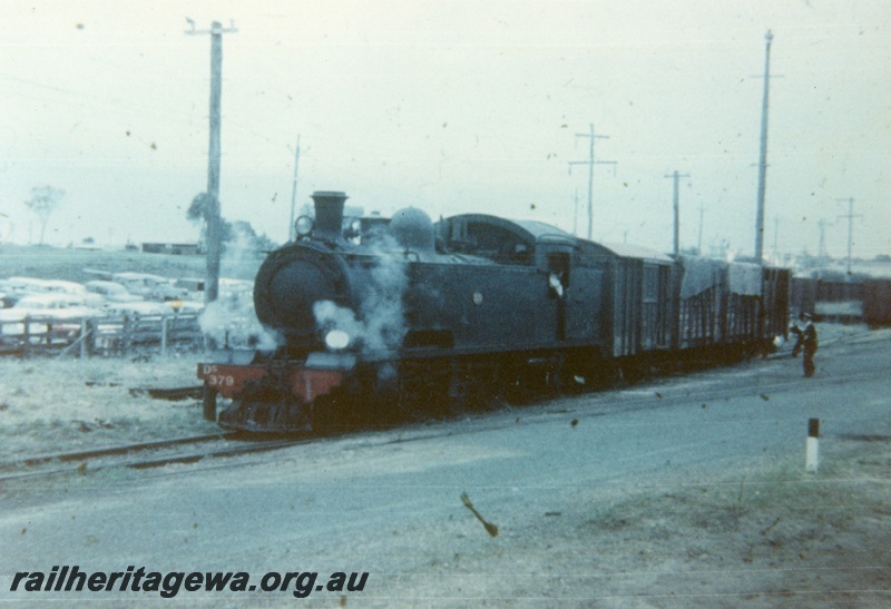 P16363
DS class 379, on goods train, Claremont, ER line, front and side view
