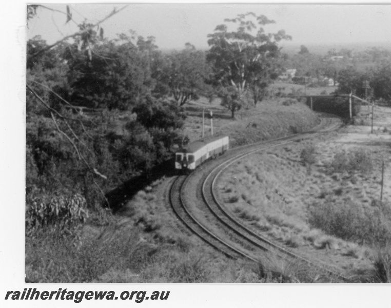 P16396
ADG class railcar set, departing Swan View, ER line, view from elevated position
