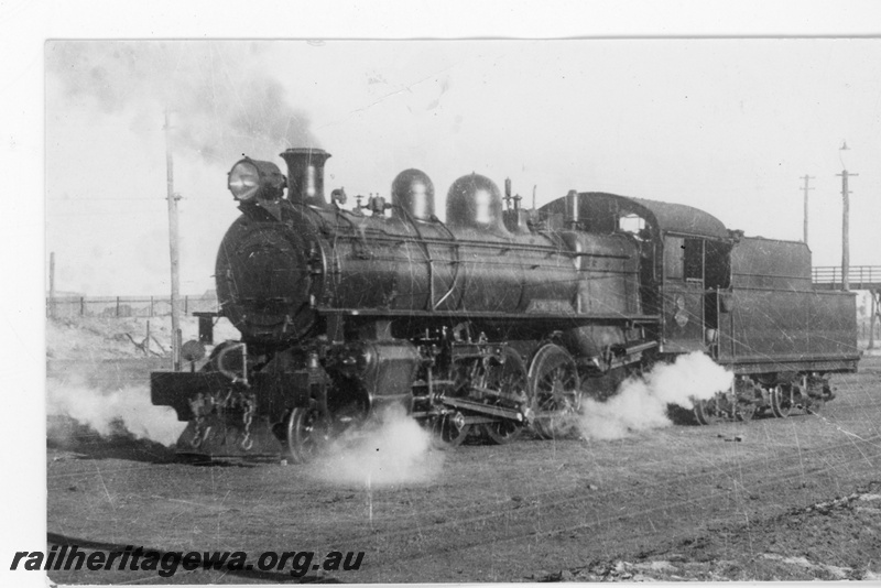 P16429
PR class loco, footbridge, East Perth loco depot, front and side view
