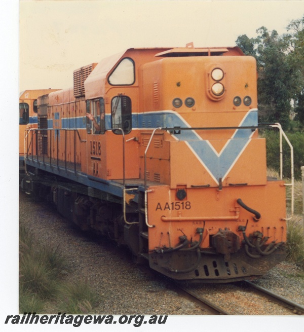 P16507
AA class 1518 in Westrail orange with blue and white stripe, side and front view
