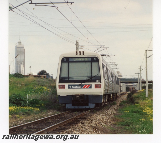 P16514
EMU railcar set 331,approaching Perth, Armadale line, end and side view
