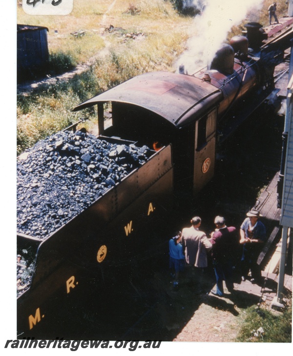 P16532
MRWA C class 18, onlookers, view from above looking down into tender and cab
