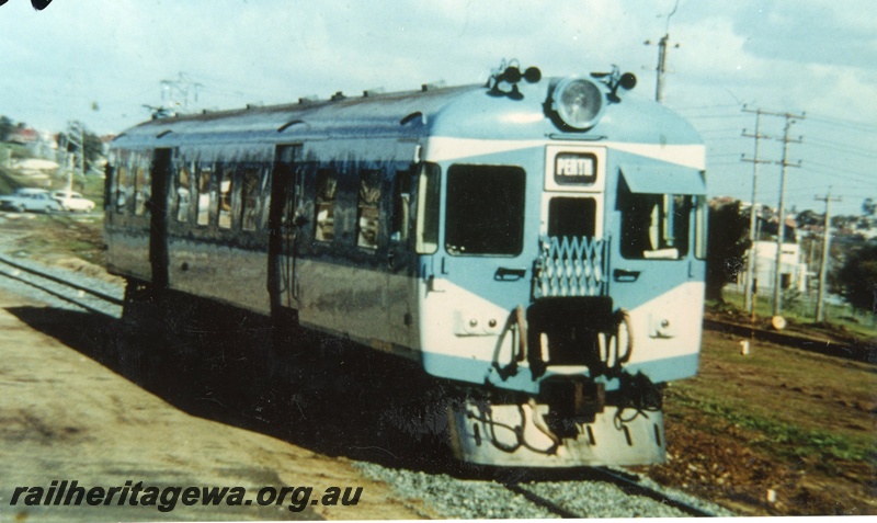 P16545
ADX class 670, Nanking blue and light grey livery, stainless steel cowatcher, single car in suburban service, side and front view, ADX 670 ran in this livery from 7.7.1966 to 22.10.1968
