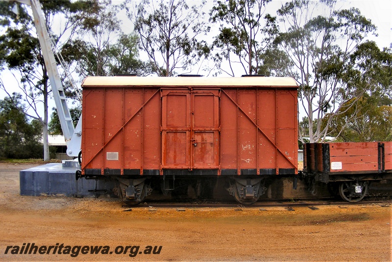 P16609
DC class 22459  van, another wagon (partly obscured), preserved at Northampton Railway Precinct, GA line, side view
