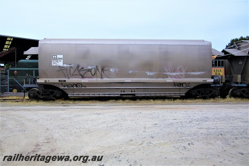 P16642
CBHS class 01081C grain hopper, on UGL loop, Rail Transport Museum, Bassendean, side view
