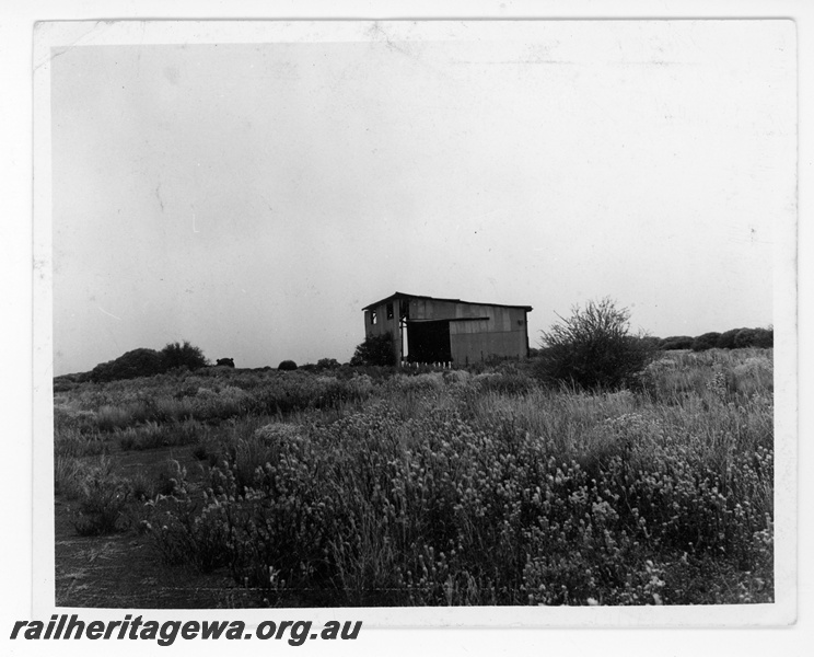 P16773
3rd class Goods shed, out of use and derelict,unknown location,  end view
