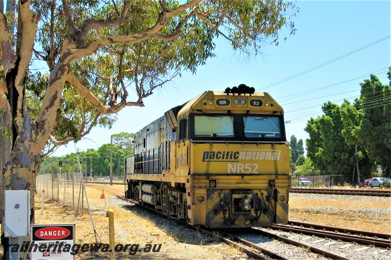 P16784
Pacific National NR class 52 waiting to enter the main line, Bassendean, mainly a front view
