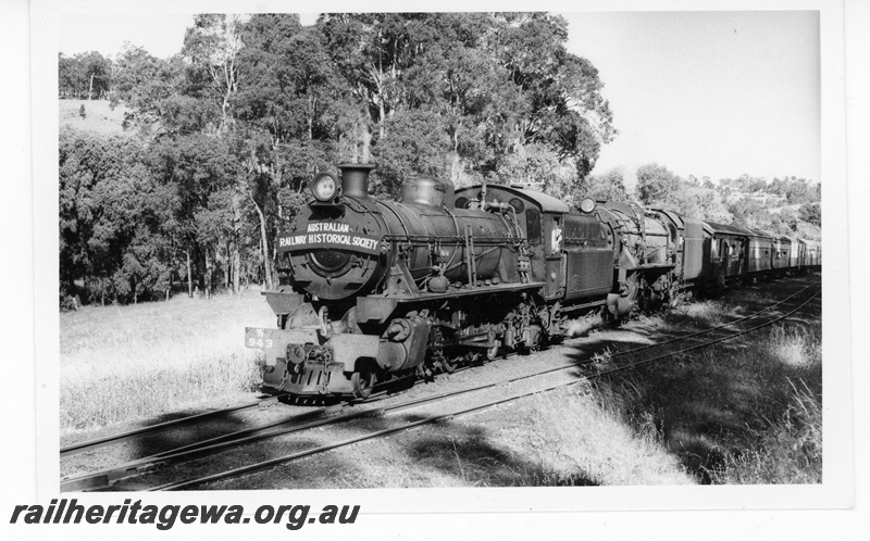 P16912
W class 943 and V class 1217 ARHS tour train to Collie at Beela. BN line.
