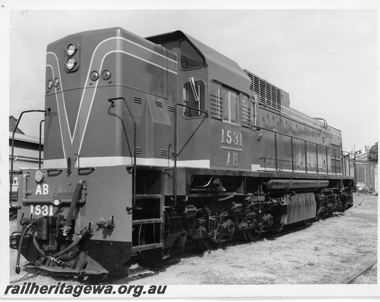 P16951
AB class 1531 at Midland Workshops. Locomotive being prepared to enter service. 
