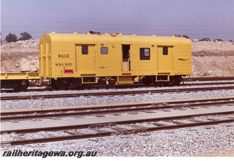 P17250
WBA class 805 standard gauge brakevan, yellow livery, as new condition, side view, Avon Yard.
