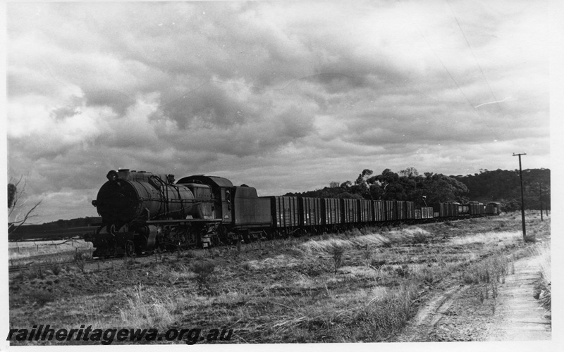 P17400
S class 545, on goods train, passing through rural countryside, c1969
