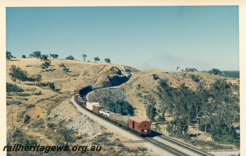 P17530
Goods train entering cutting, between No 1 and No 2 cuttings, Avon Valley line, moving away from camera
