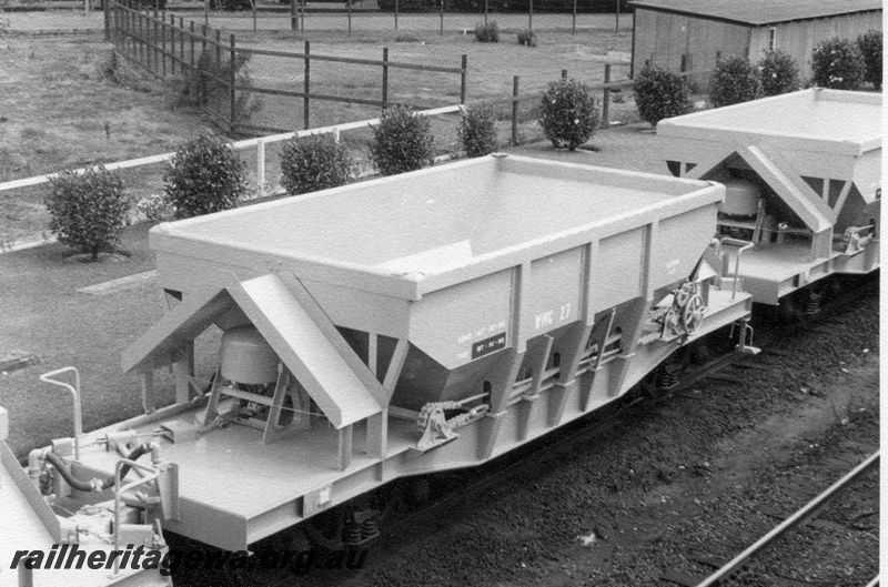 P17913
2 of 4 WMC class wagons, WMC class 27, end and side view from elevated position
