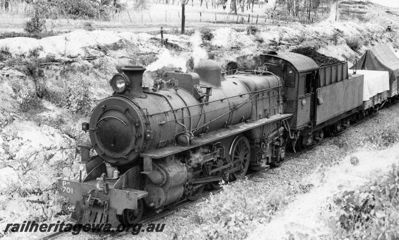 P18153
PM class 701, on goods train No 104, near Culbin, BN line, front and side view
