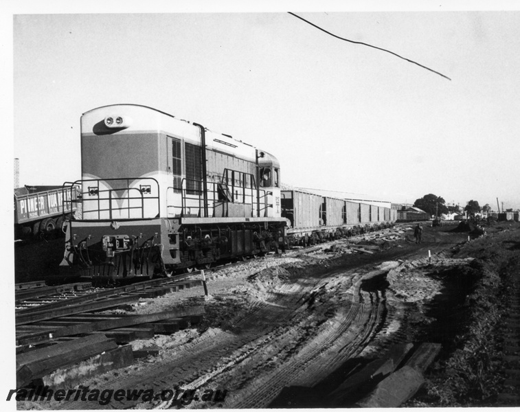 P18426
2 of 5 images of K class 203 on ballast train, bracket signal, front and side view
