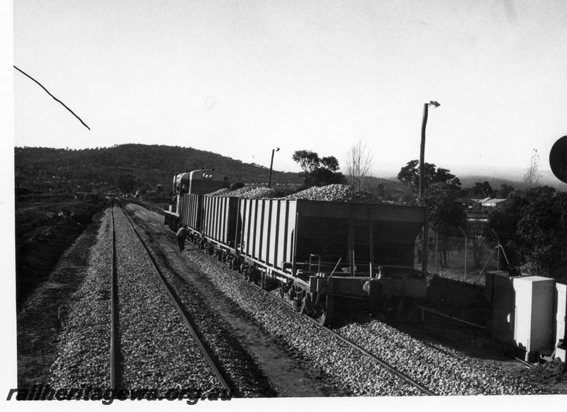 P18428
4 of 5 images of K class 203 on ballast train, light signal, end and side view from rear of train
