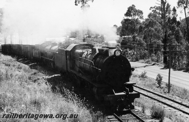 P18456
4 of 5 images of S class 548 and W class 921 double heading Donnybrook to Bridgetown special goods train on PP line, side and front view
