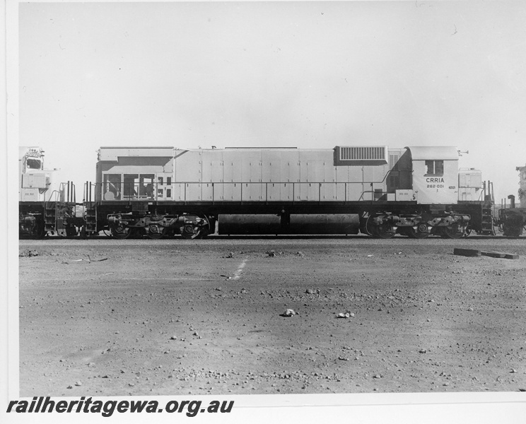 P18806
Cliffs Robe River(CRRIA) M636 class 262.001 renumbered 1710 and 9410, at Cape Lambert. Locomotive in original all yellow livery. 
