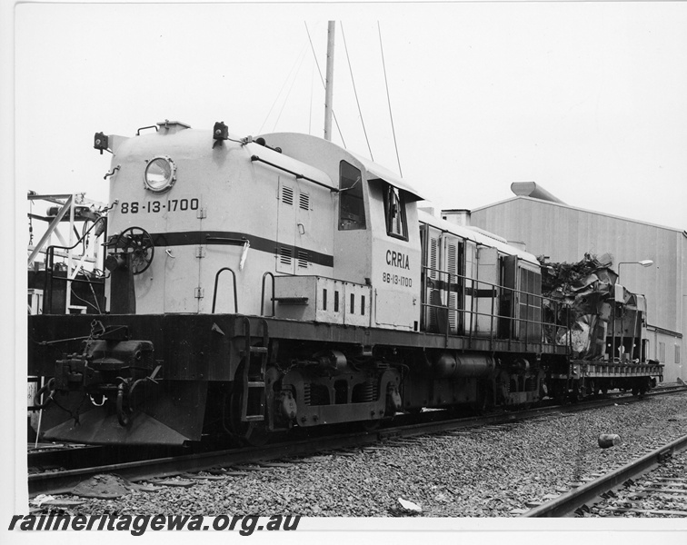 P18809
Cliffs Robe River (CRRIA) RSC-3 class 1700 at Cape Lambert workshops. Former NSWGR 40 class 4006. 
