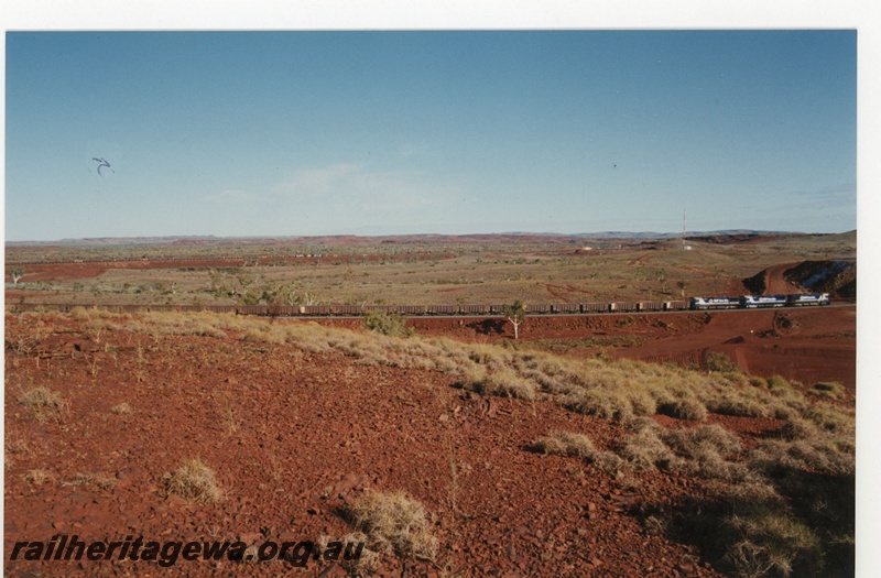 P18926
BHP Iron ore (BHPIO) first 240 car Locotrol train arriving at Yandi One mine.
