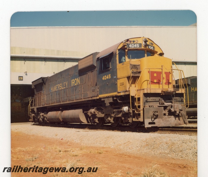 P18929
Hamersley Iron (HI) M636 class 4045 - at 7 Mile Workshops, Dampier. 
