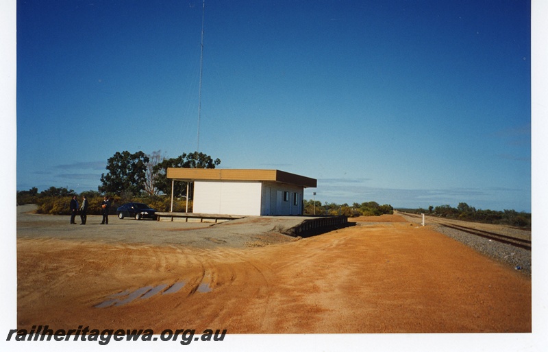 P19002
Eneabba Station. View of station and car park looking south. DE line. 
