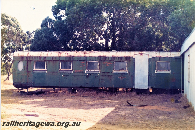 P19022
1 of 2 views of ADU class 582 &583 grounded carriages being used for accommodation on a property near Seabird
