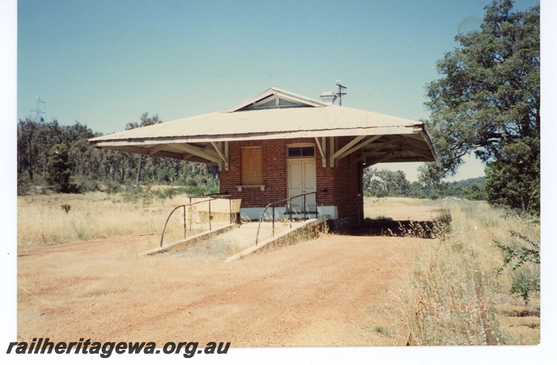 P19121
Bowelling Station - remains of station building following closure of railway. BN line. 
