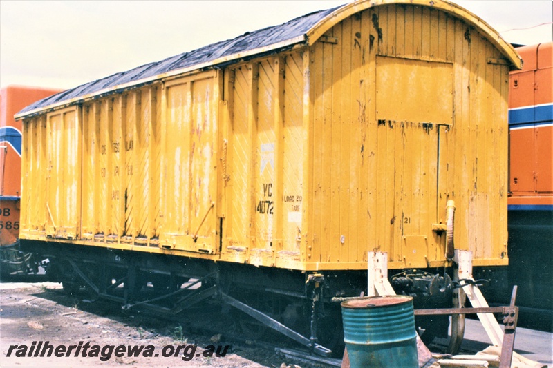 P19414
1 of 4 views of VC class 40721, ex VA 40721, ex MRWA LC class van, accident van carrying Deutschland re railing equipment, Yellow livery with 