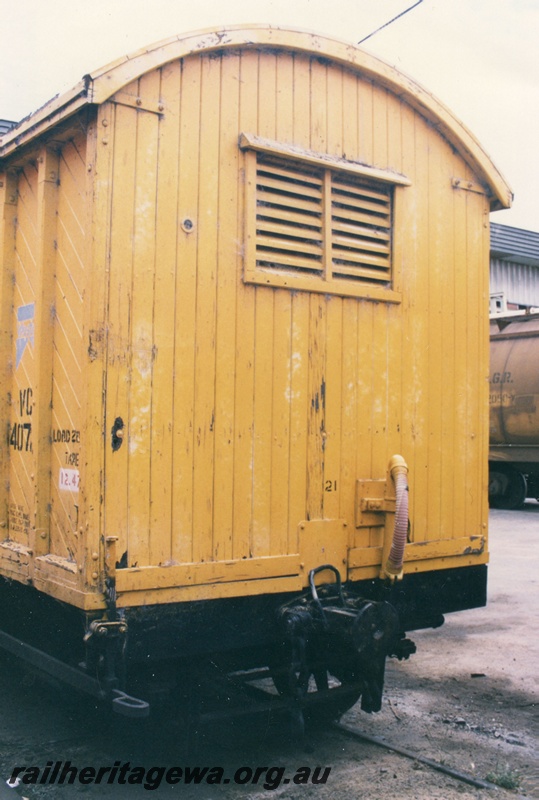 P19416
3 of 4 views of VC class 40721, ex VA 40721, ex MRWA LC class van, accident van carrying Deutschland re railing equipment, Yellow livery with 