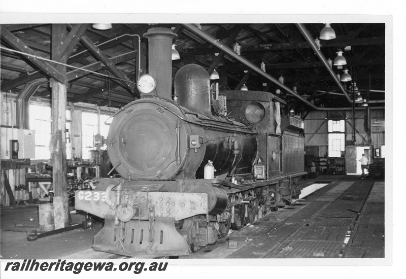 P19642
G class 233 in side Bunbury Loco shed. SWR Line
