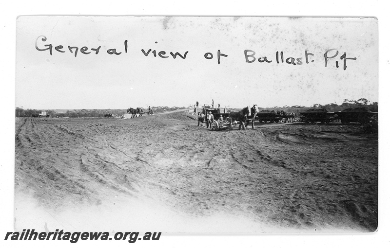 P19660
General view of ballast showing horse teams. Location unknown
