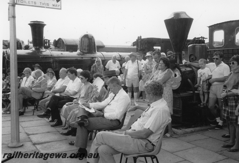 P19693
2 of 3 images of the ceremony to launch the roof fund and the unveiling of a plaque to mark the gifting of Lot 111 Railway Parade Bassendean to the ARHS. It was also the inaugural 