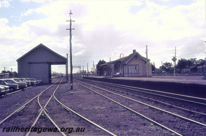 P19726
Goods shed, platform, station building, tracks, Cannington, SWR line
