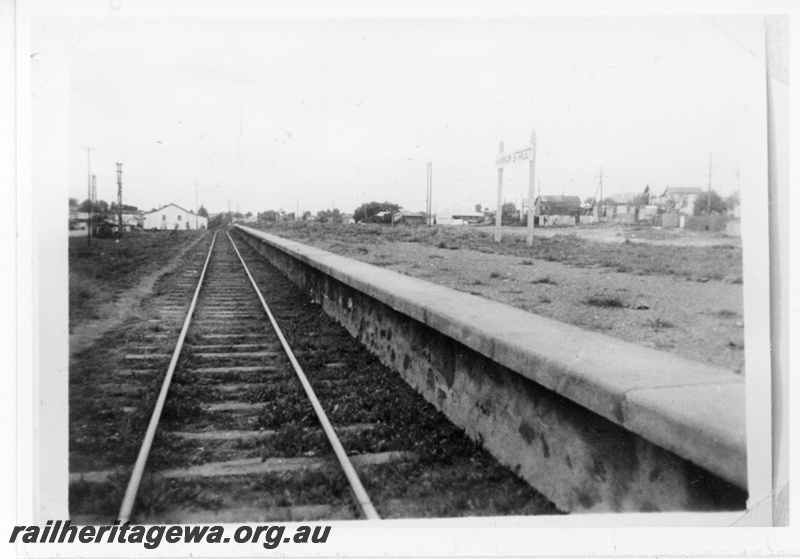 P19869
Hannan Street Station  showing platform and station sign. EGR line. 
