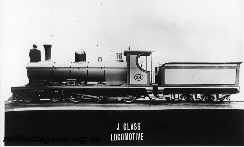 P20018
J class 24 (later renumbered 29 by WAGR), maker's photo (Kitson's), side view
