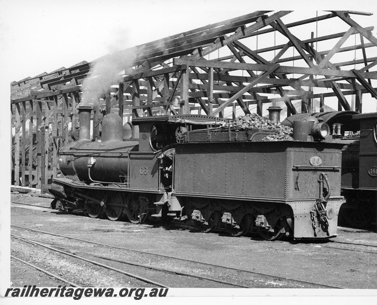 P20112
G class 66, R class 148, loco shed under construction, Midland, ER line, side and rear view
