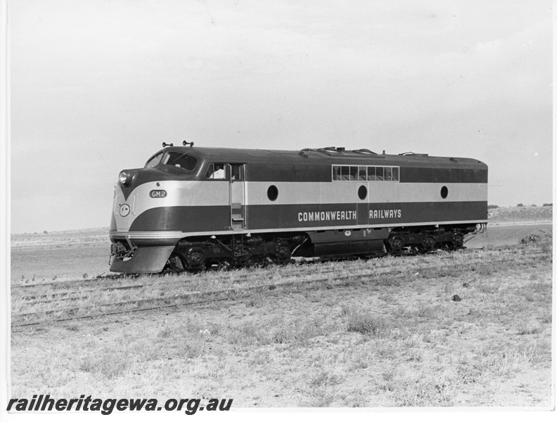 P20122
Commonwealth Railways (CR) GM class 2, front and side view
